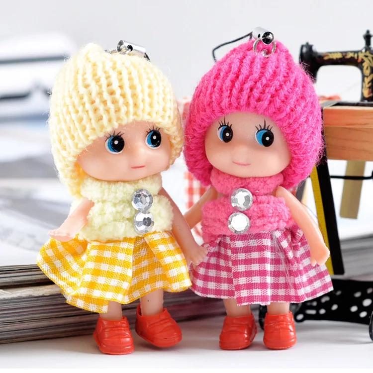 5 Pcs Kids Mini Doll Toys for Girls 8 Cm Cute Soft Plush Skirt Dolls Mobile Phone Pendant Bag Decoration Random Color 2