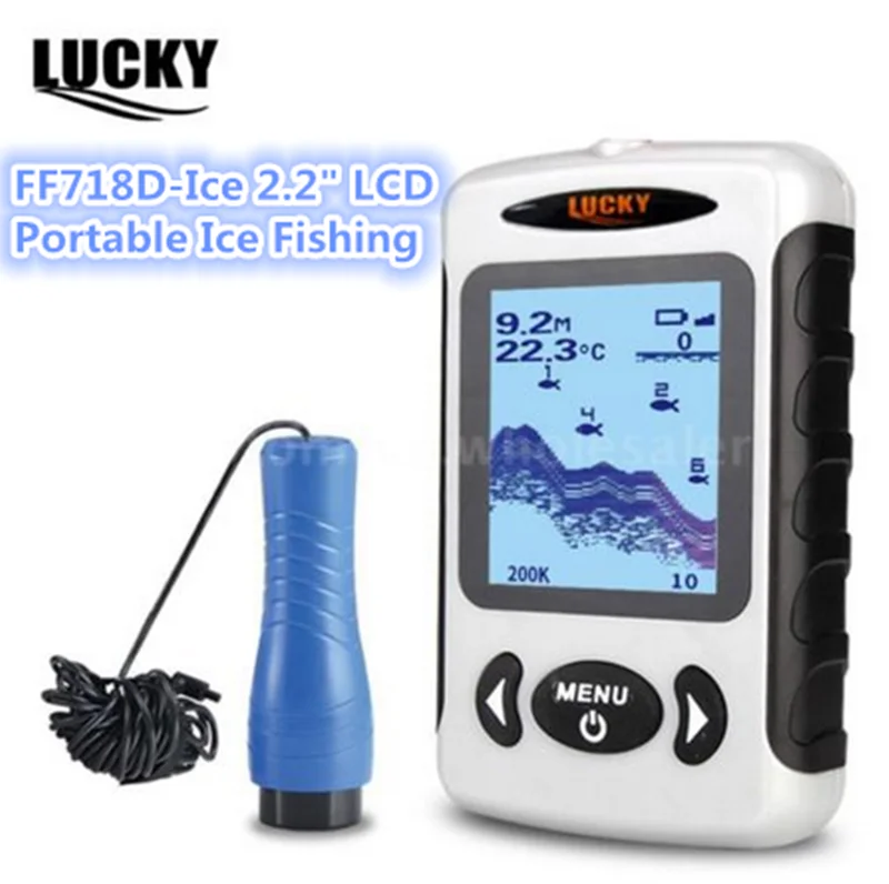 LUCKY FF718D-Ice 2," lcd Портативный рыболокатор для улицы 200 кГц/83 кГц двойной гидролокатор частота 100 м детектор рыбы для подледной рыбалки