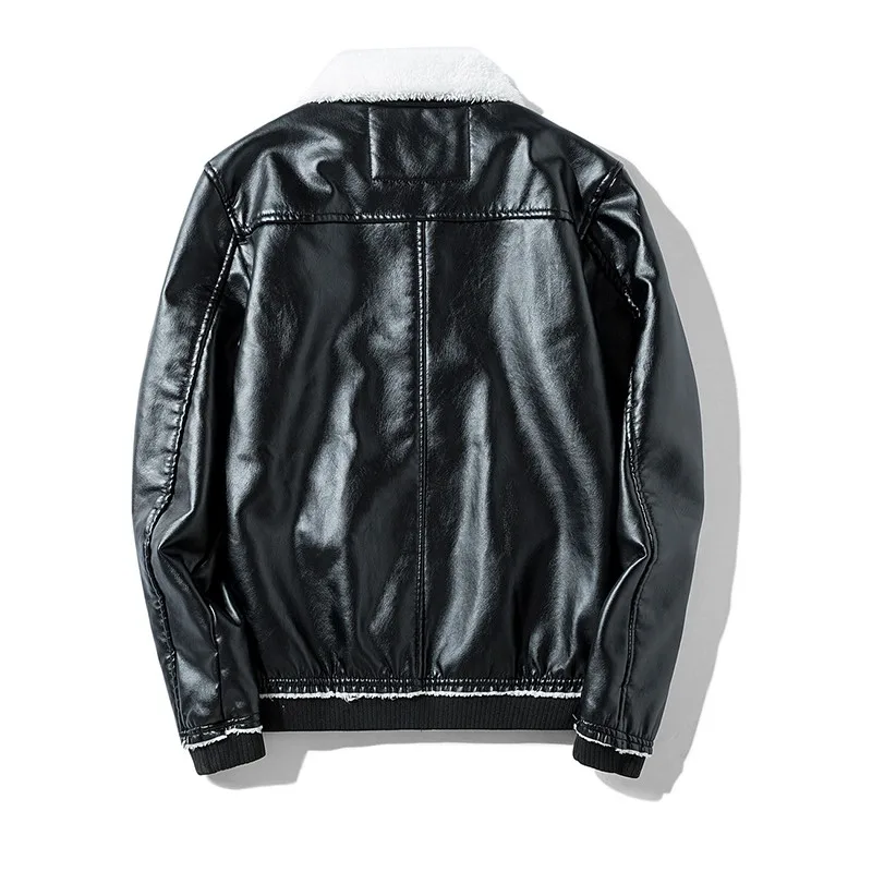 Buy 2019 New Autumn Winter Man Warm PU Casual Jackets Slim thick Fleece 3Colors Men Coat Male Leisure Quality Streetwear Outwear 5xl
