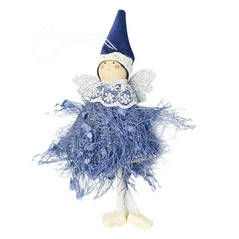 Милая Рождественская Кукла-ангел, Рождественская кукла, подвески для игрушек, рождественская елка, подвесные украшения, рождественские украшения, рождественский подарок для детей - Цвет: Wool Angel  Blue