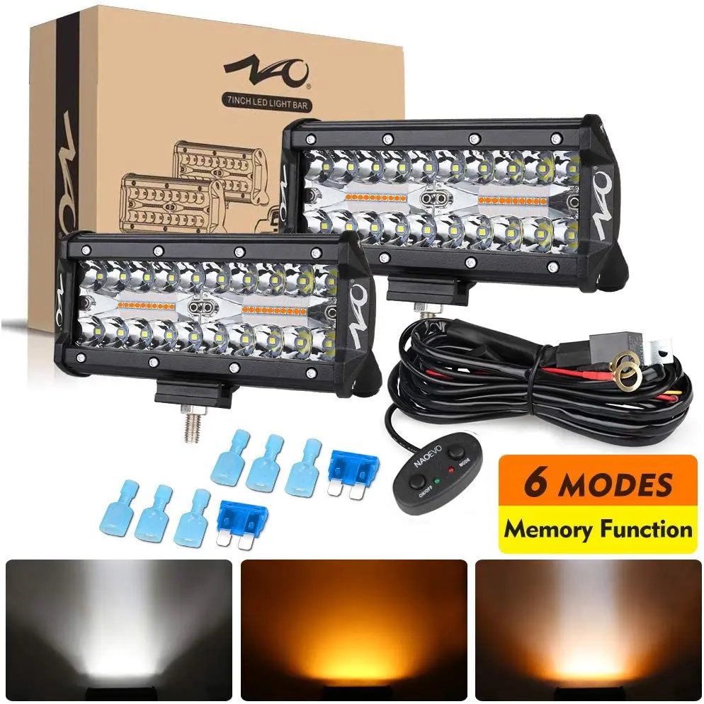 NAOEVO 7 inch LED Light Bar 4x4 Offroad 240W 6 Modes 12V 24V led Driving Fog Work Lamp for ATV Truck Boat Auto Accessories