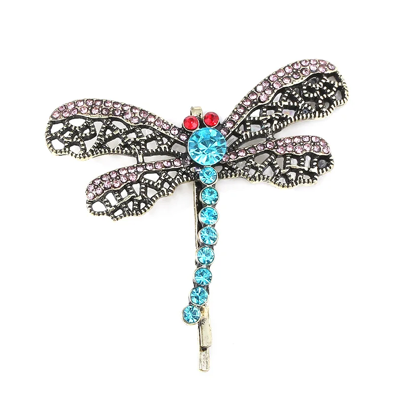 Hair Clip Заколка для волос из Коралина, стрекоза, заколка для волос, ожерелье, Филигранное кружево, узор, Металлические Заколки для женщин, рождественские украшения - Окраска металла: Hair Clip