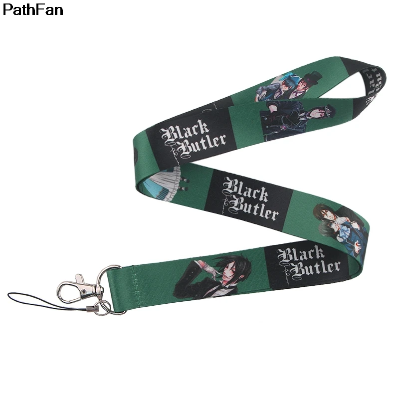 Patchfan Черный Дворецкий аниме персонажи ключ шнурок для ключей ID телефон USB бейдж держатели телефон шеи ремни тесьма A2399