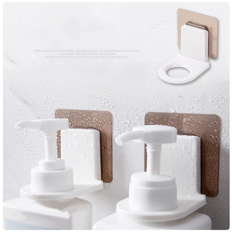 Home Plastic Self Adhesive Wall Mounted Bathroom Bottle Holder Shower Gel Shampoo Hook Dispenser