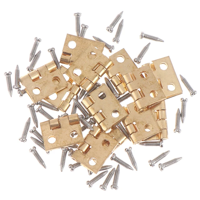 10/20PCS Mini Metal Hinge And Screws for 1/12 House Miniature Cabinet Furniture Brass Hinge Dollhouse Miniature Cabinet Closet 1