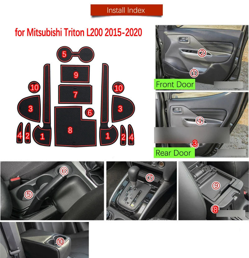 Противоскользящий коврик для Mitsubishi L200 Тритон Strada Strakar варварский Fiat защитник Оперативная память 1200 аксессуары затворный слот подставка с защитой от грязи