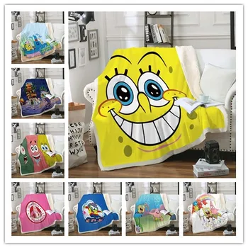 

Anime Blanket 3D Printing SpongeBob Blankets Home Flannel Bed Blanket High Quality Soft Weighted Blanket Gifts for Children