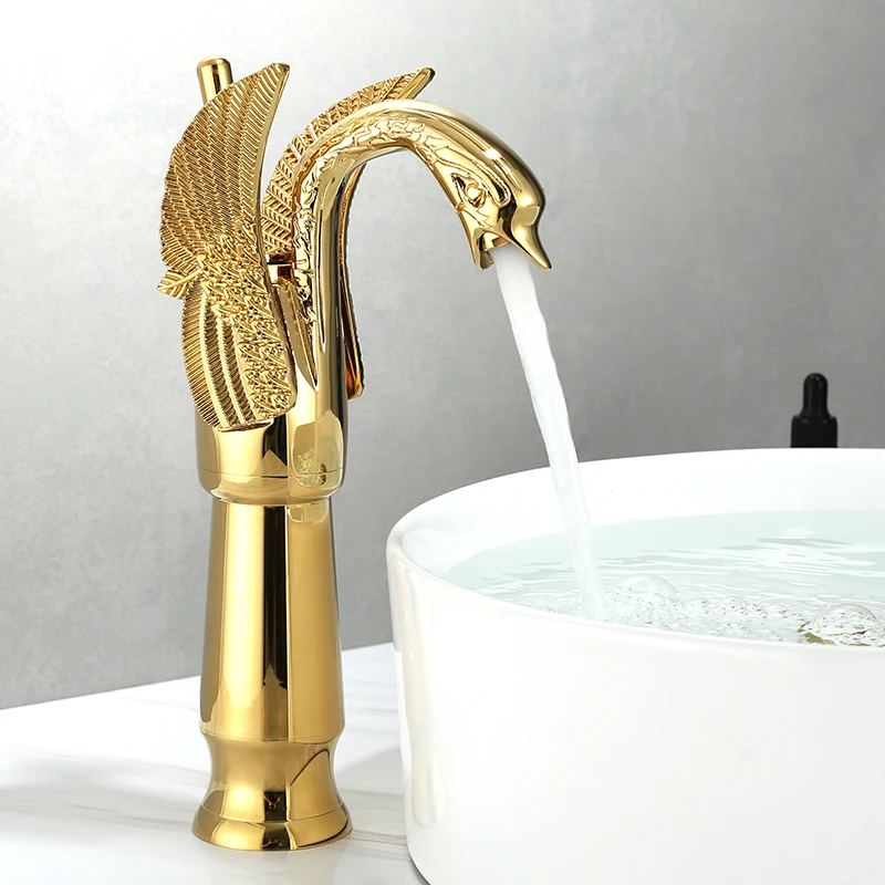 Bathroom Faucet Brass Swan Faucet Wash Tap Hot and Cold Water Tap