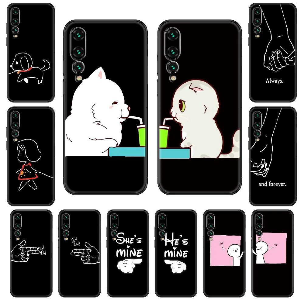 Чехол для телефона BFF Best friend forever с мультипликационным принтом Huawei P 8 10 20 30 Smart Plus 2019