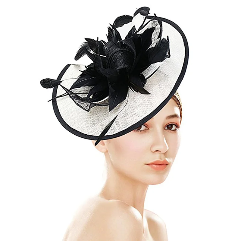 Ladies Fascinator Sinamay Hat Black Wedding Races Party Occassion Brand New 