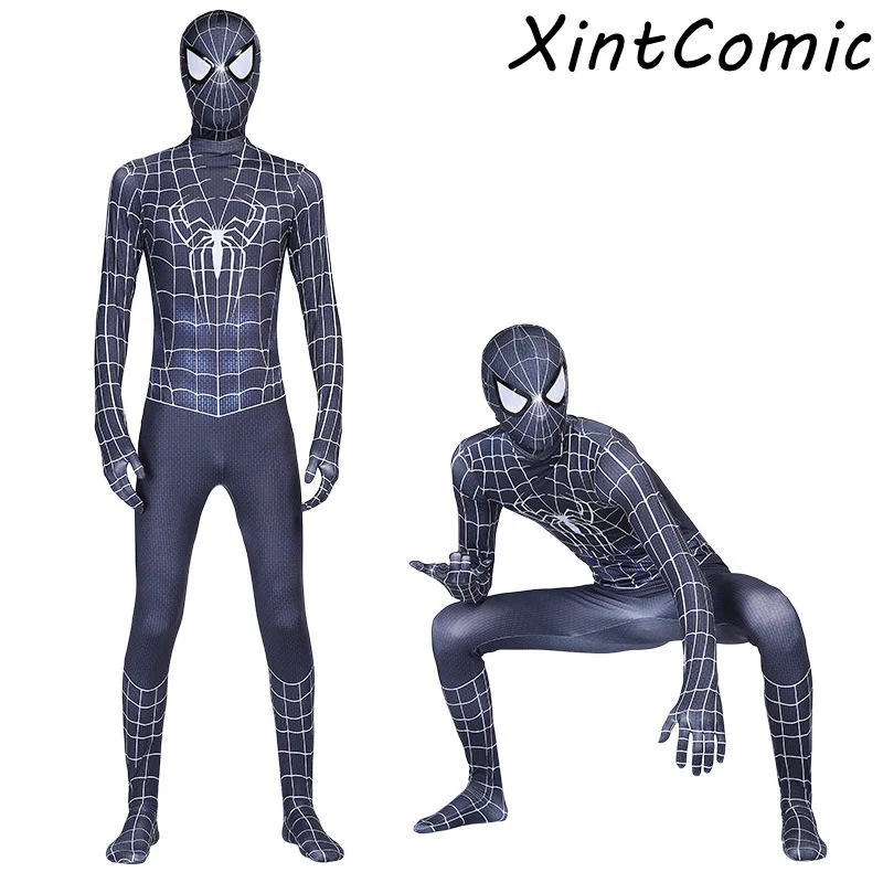 Человек-паук черный Веном дети взрослый супер герой лайкра Человек-паук Герой зентай Хэллоуин костюм с маской