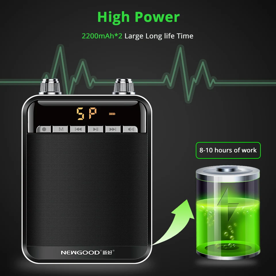 Smart Wireless Portable Voice Amplifier Loud Speaker With UHF Wireless Microphone Megaphone For Teaching Tour Guide Yoga         (4)