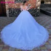 Vestido De fiesta De princesa blanco, para boda, apliques De encaje, vestidos De novia con mangas De talla grande, 2022 ► Foto 2/6