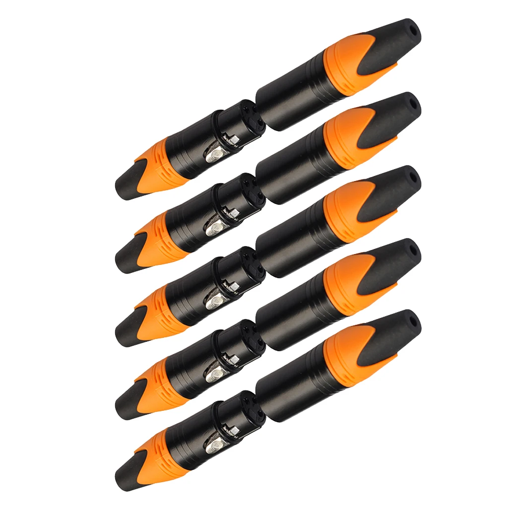 5 пар XLR 3 Pin типа «папа»/женский аудио разъем для подключения микрофона, черный Корпус - Цвет: Оранжевый