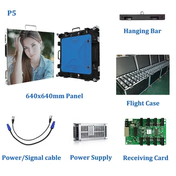 شراء3 قطعة في الهواء الطلق P5 640x640 مللي متر لوحة ، 1 قطعة حالة الرحلة ، 5 قطعة 640 مللي متر شنقا بار ، شاشة عرض ليد لتأجير خارجية كبيرة الإعلان شاشة