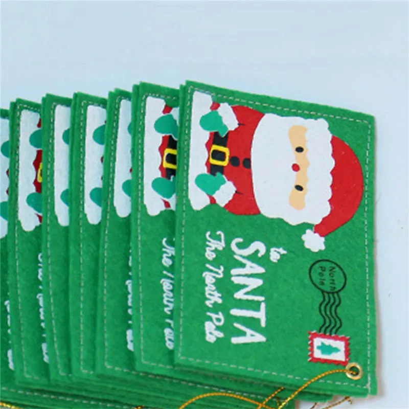 1 шт. Подарочный пакет с буквенным принтом для Санта-Клауса, войлочный конверт с вышивкой, Рождественское украшение, подарки для детей@ 3