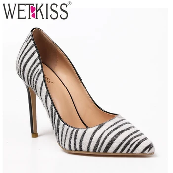 

WETKISS Women Stiletto Pumps Pointed Toe Zebra Print Thin High Heels Shoes Ladies Pumps Basic Party Dress Shoes
