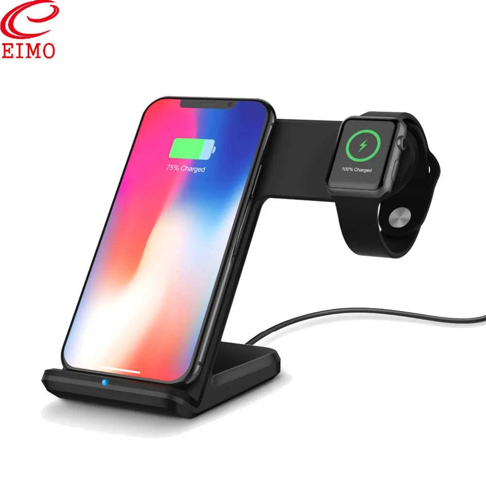 

EIMO Station For Apple Watch 4/3 Stand iPhone 8 Plus XS iWatch band 42/44/38mm Wireless Charge Samsung S9 S8 watch accessories