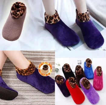 

Women's Winter Warm Leopard Bed Non Slip Home Indoor non-slip thermal socks