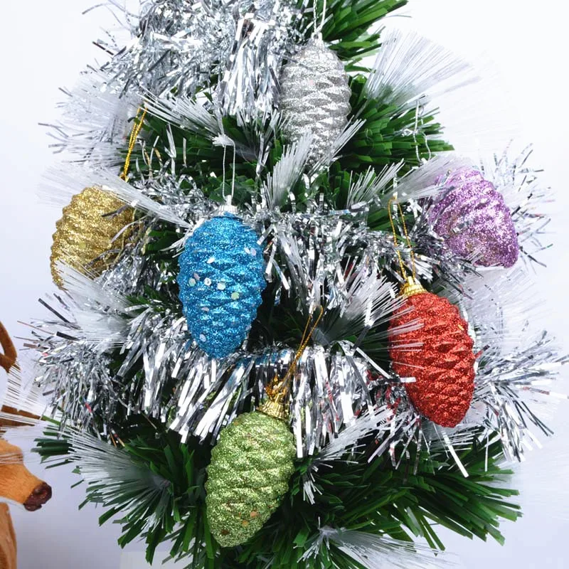 6 шт. Блестящий шишка кулон рождественские украшения для дома Noel Natal новогодний декор веселое украшение для елки
