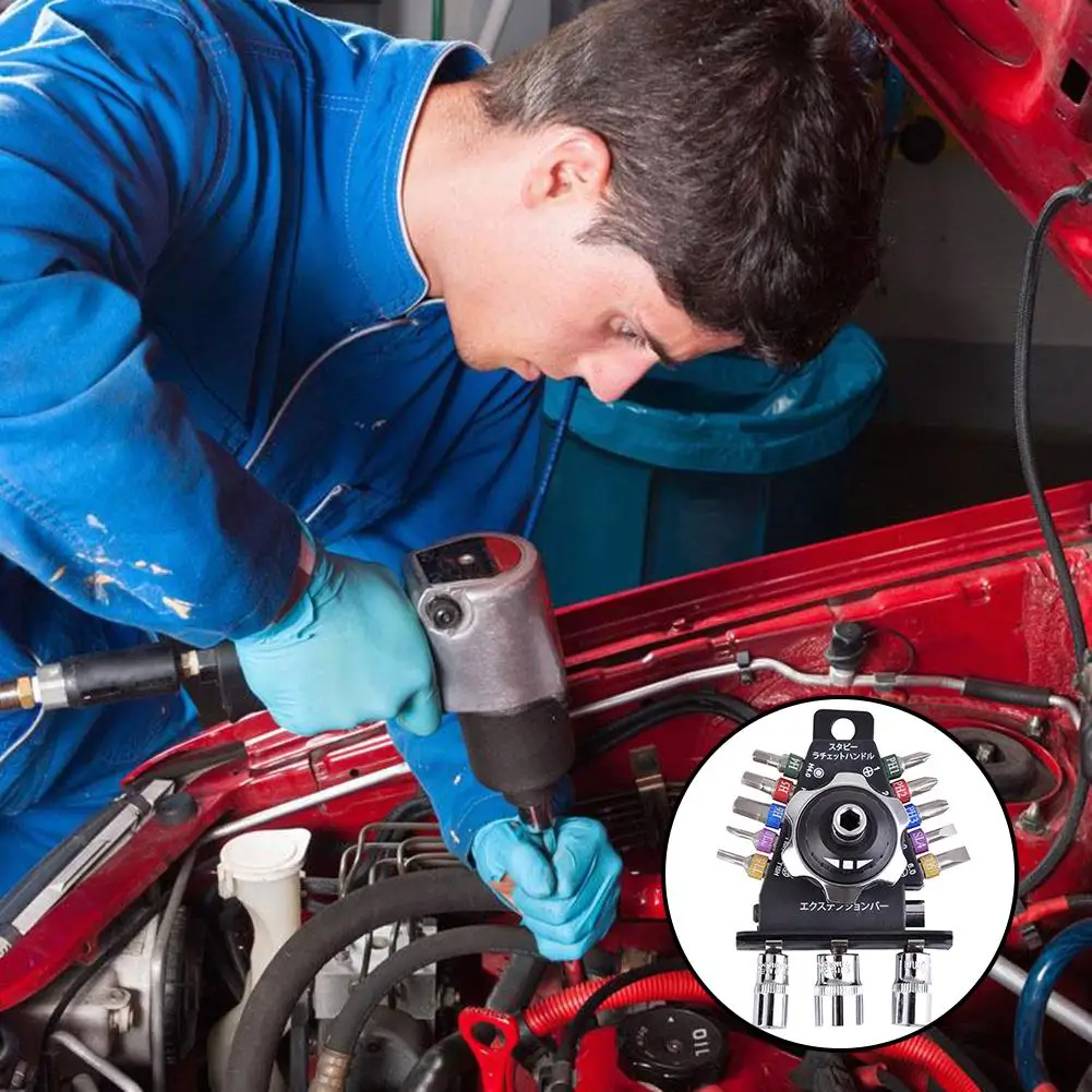 

13-in-1 Multi-functional Mini Ratchet Miniature Wrench Kit Set 1 / 4 Car Repair Tool Kit