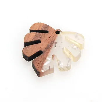 

Miasol 2 Pcs Vintage Natural Wood Foiled Resin 28x32 MM Leaf Cutting Earrings Charm Pendants Diy Necklace Earring Jewelry Making