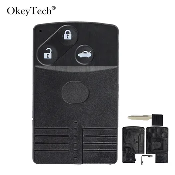 

OkeyTech 3 Buttons Smart Card Car Key Shell For Mazda 5 6 Series MX5 MX7 CX7 CX9 RX8 Miata Fob Case Cover With Emergency Blade