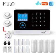 Mulo pg103 wifi sistema de alarme segurança do assaltante com detector fumaça detectores gás vida inteligente app controle kits alarme sem fio