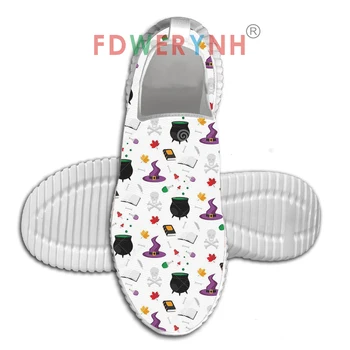 

Halloween Pattern Customized Men's Women's Shoes Low Top Mesh Sneakers Zapatos De Mujer 2020 Women Flat Shoes