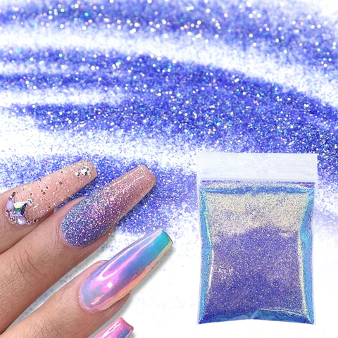 10G Holographic Glitter Mermaid Powder Nail Pigment Shinnny Dust Chunky Glitter For Crafts Charm Pigment Manicure Nail Art Deco
