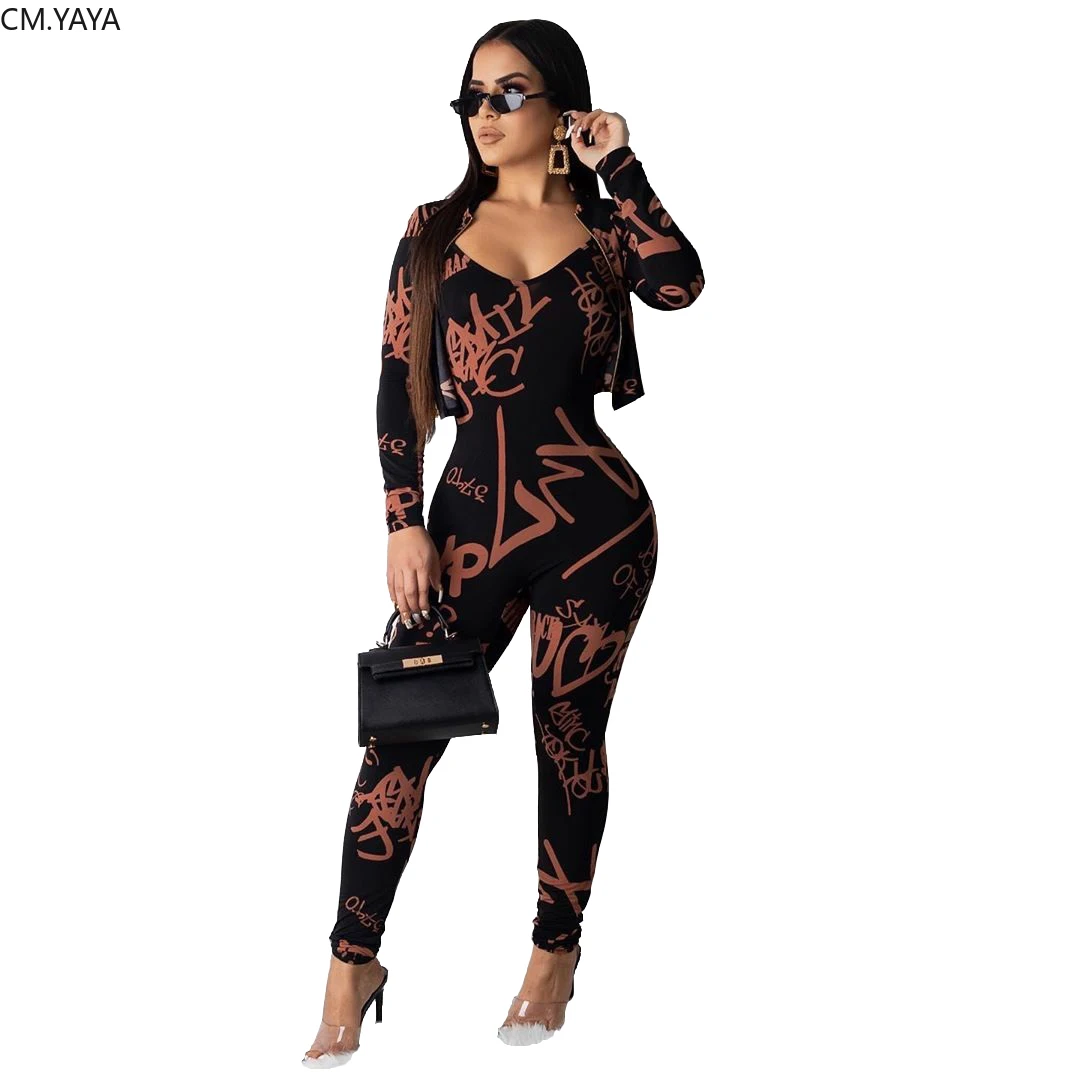 Winter Women's Set Full Sleeve Tracksuit Letter Print Jackets Jumpsuits Suit Two Piece Night Club Party Fall Sexy S-3XL 7044 | Женская