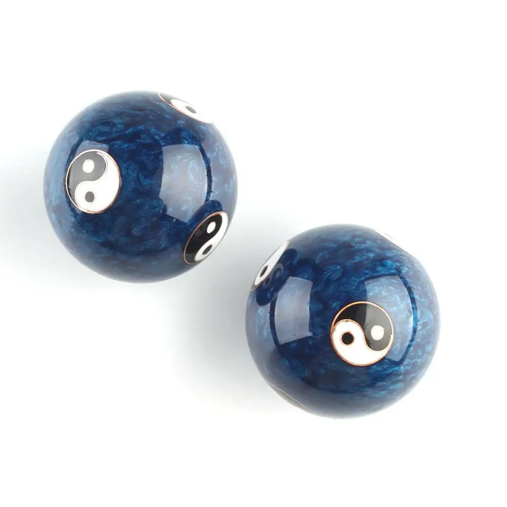 Синие китайские шарики для упражнений Baoding Yin Yang хромовые снятия стресса