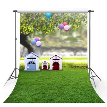 

TAIBO Vinyl Background Photography Flowers and Trees Background Toy House and Balloons Photo Studio Backdrop Photophone