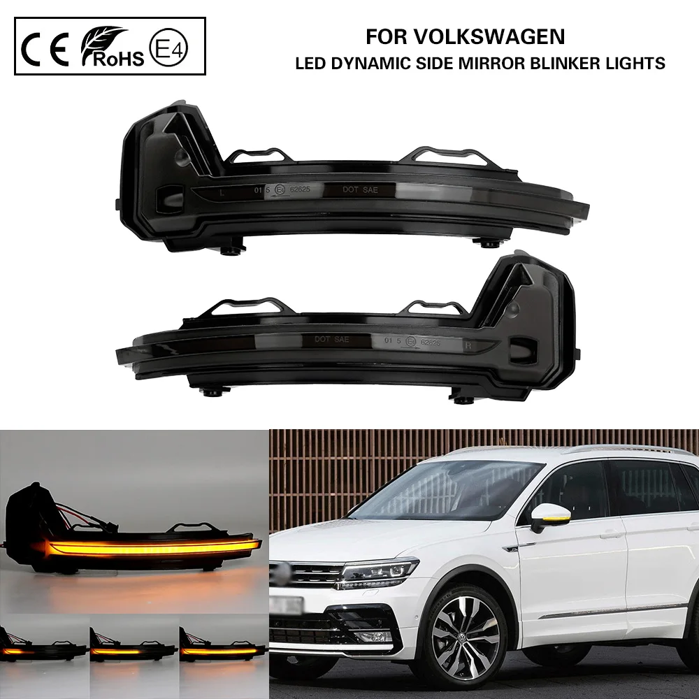 2X Dynamic LED side mirror blinker light Turn Signal Lamp For VW Volkswagen TIGUAN 16-