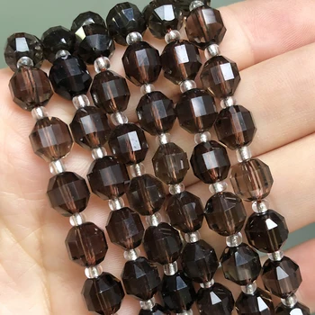 

8mm Natural Faceted Smoky Quartz Loose Stone Beads For Handmade Jewelry Making Round Spacer Beads DIY Bracelet Charm Accessories
