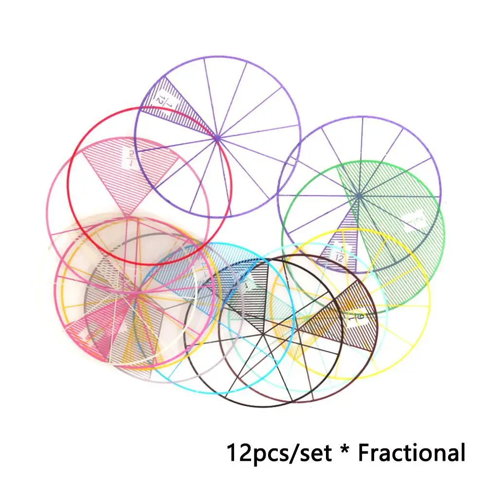 12 шт/лот математические дроби круги игрушки Пластиковые пронумерованные дроби круги математические фишки Математика номер игрушки 8 см