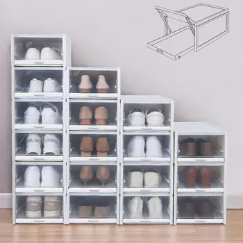 

3 Layers Thickened Flip Shoe Box Transparent Plastic Shoes Drawer Case Living Room Sundry Case Organizer Home Storage Supplies