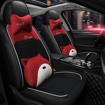 

Full Coverage PU Leather car seat cover flax fiber auto seats covers for hyundai accent coupe creta ix25 elantra getz grand i10