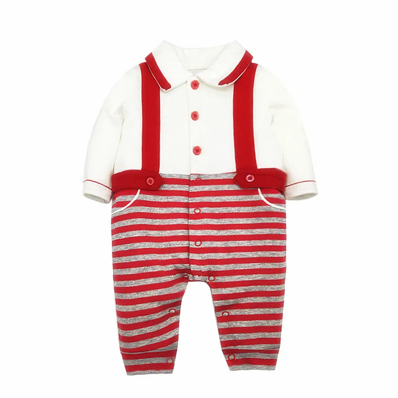 Яркий Коллекция года, детский осенний комбинезон с длинными рукавами из хлопка для новорожденных, детский комбинезон в джентльменском стиле, Одежда для младенцев от 0 до 18 месяцев - Цвет: Яркий