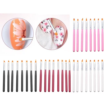 Online Salon 8Pcs 3D Nail Art Pinsel Malerei Set Poly Kit Gel DIY Stift Maniküre Polnischen Pinsel Verschiedene Formen Ziehen Linien Werkzeug