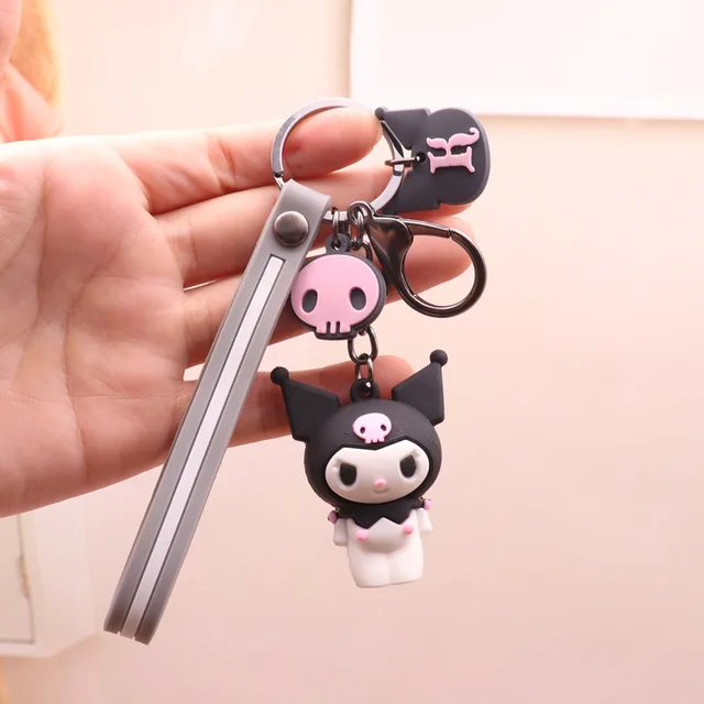 Sanrio Kawaii Plush Kitty Kuromi My Melody Cinnamoroll PVC Cute Plush Backpack Keychain Pendant Car Key Chain For Girls Gifts 6