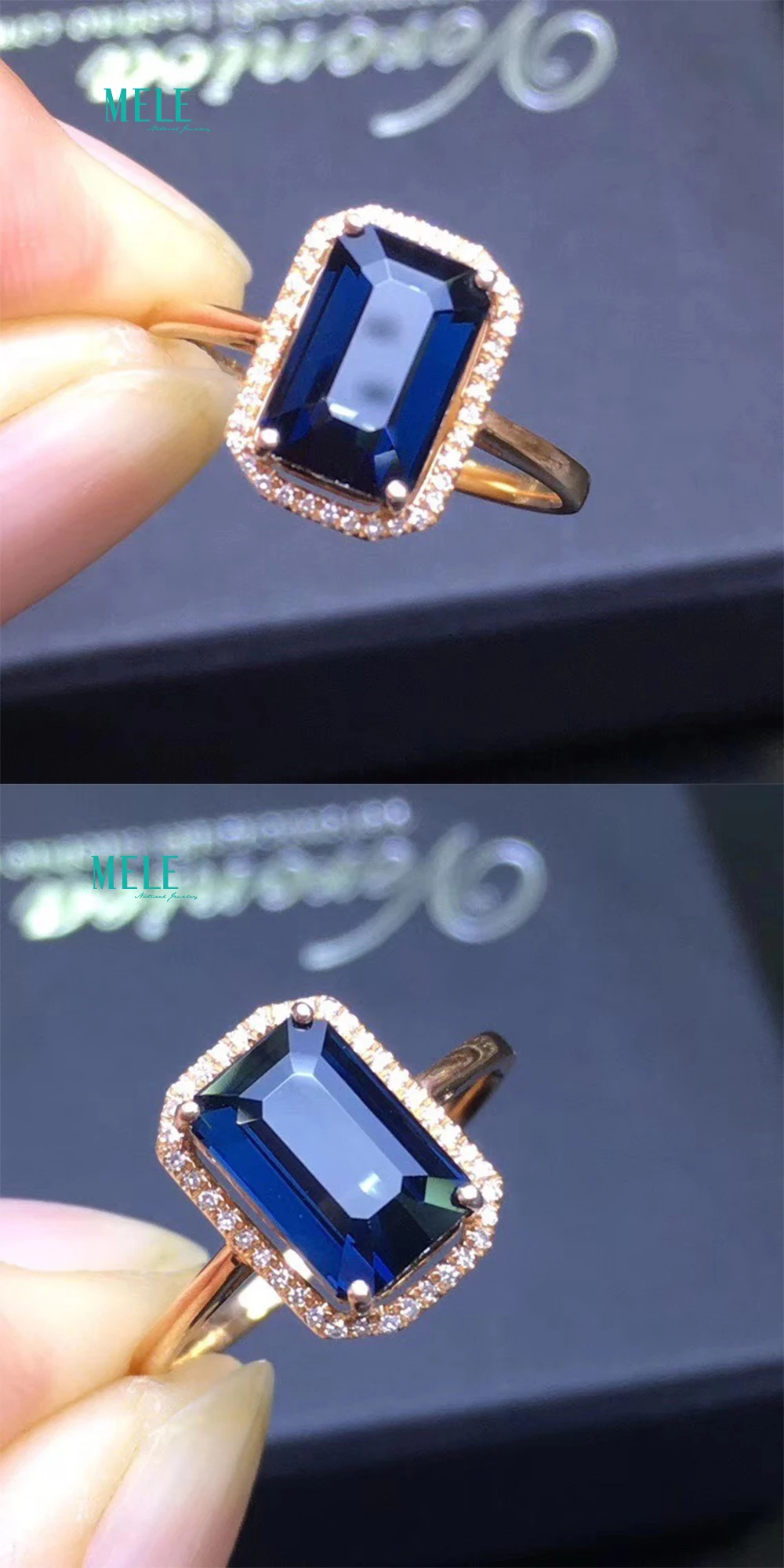 Натуральный Синий Турмалин 9*6 мм 3.5ct чистый синий 18 К кольцо соответствующие натуральный бриллиант
