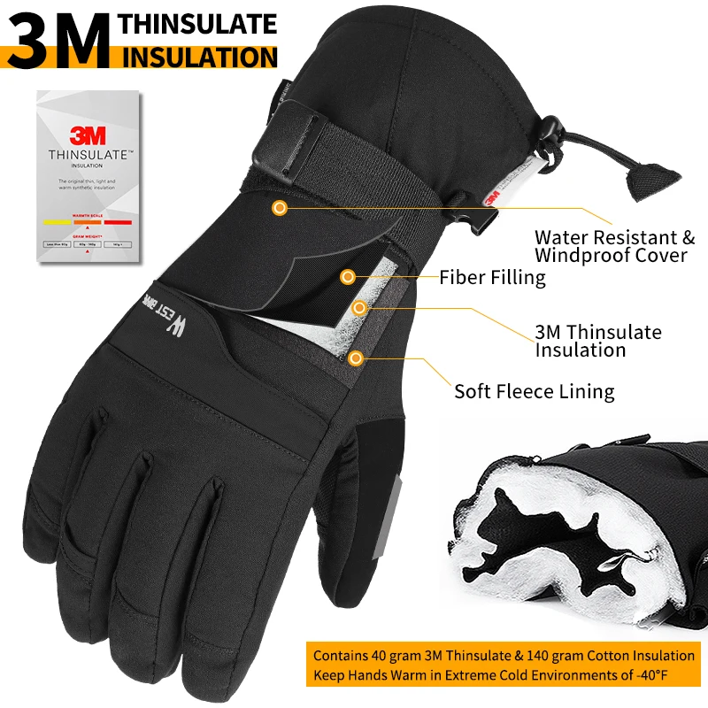 West Biking 3m Winter Sport Gloves Waterproof Warm Ski Gloves Thick And  Thin Gloves 2 In 1 Touch Screen Motorcycle Cycling Glove - Skiing Gloves -  AliExpress