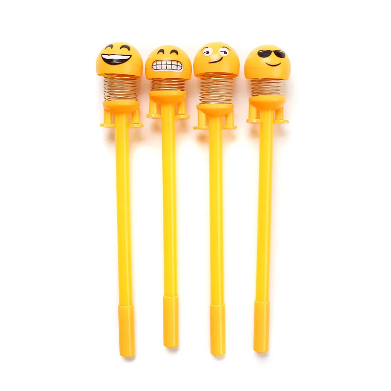 

4 X Smiling Face Glue Pen Spring Lovely Pen 0.5mm Novelty Male Ballpoint Pen Stationery Office School Gel Pen Plastic Normal