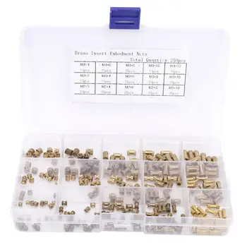 

250pcs/Set M2 M3 M4 Knurl Insert Nut Brass Insert Nuts 3MM 4MM 6MM 8MM 10MM 12MM Knurled Nut