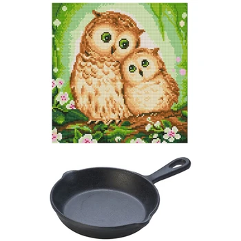 

Owl Picture Diamond Painting House Decoration & Melamine Pan Pan Black Melamine Cast Iron Pan