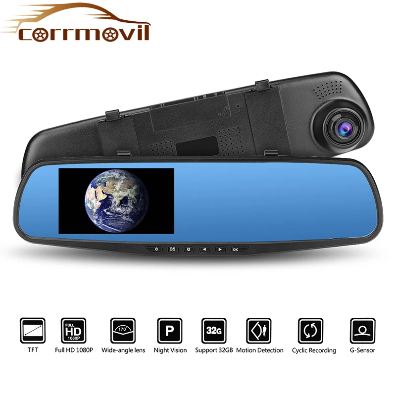 

Auto DVR Dash Cam Rear View Camera Car Mirror DVR Rearview Mirror Single Camera Gsensor Led Display Night Vision Russian Version
