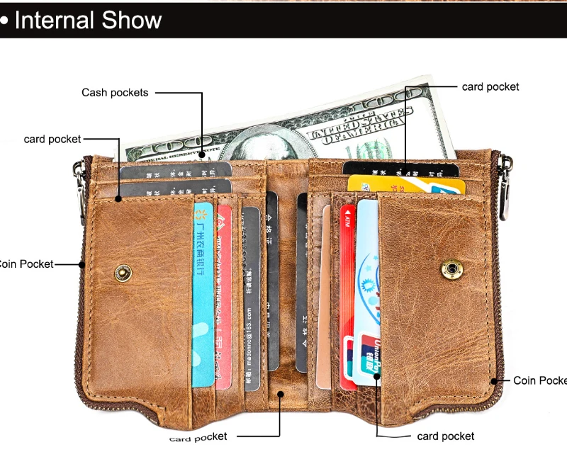 Novel Design Men Wallets Genuine Leather Wallet Short Rfid Credit Card Holder Men Business Leisure Wallet Carteira Masculina