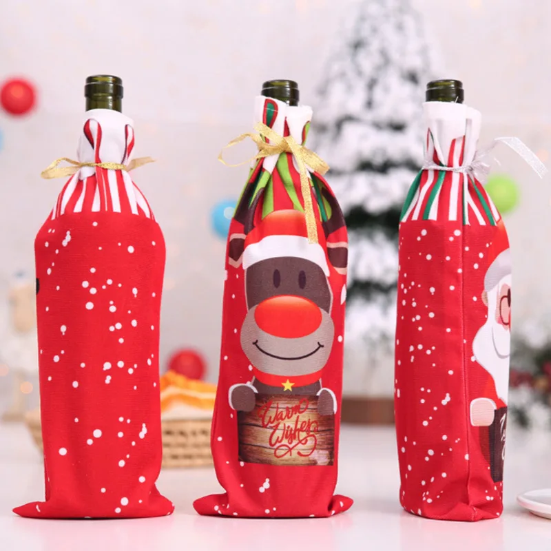 Крышка винной бутылки Снеговик Лось Санта Клаус узор Winebottle украшения для рождественской вечеринки