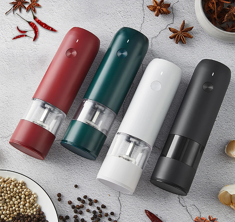 Electric Automatic pepper Grinder USB Spice Mill Herb Grinder Salt shaker with LED Light Adjustable Mill Kitchen Grinding Gadget